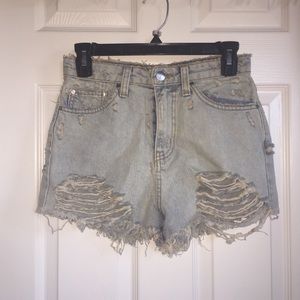 NASTYGAL Destroyed High Waisted Shorts